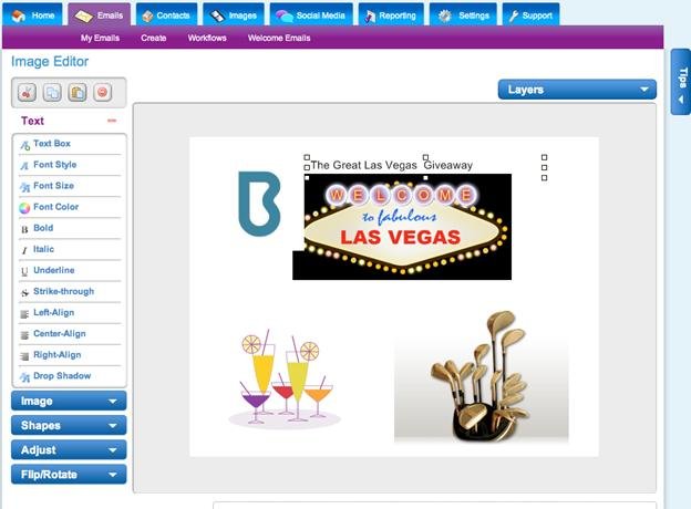 Right-click any text box within the preview window to bring up a list of text-box commands. Edit textbox using email template designer screenshot