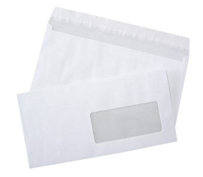 Enveloppes - 110 x 220 mm - avec fenêtre 45 x 100 mm - 80 g/m2